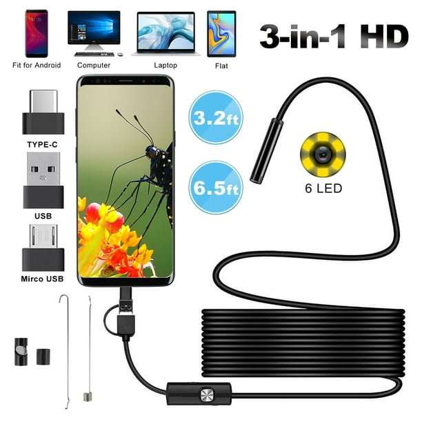 Waterproof Endoscope for Car Inspection /& Electronics 3-in-1 Type-C Industrial Pipeline Endoscope